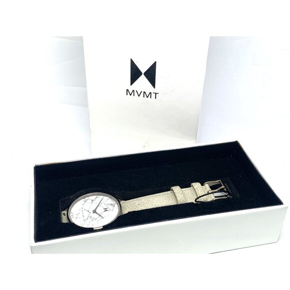 MVMT Women\'s Watch QMB01-Tima Quartz White Gray Marble Dial Leather Band 38mm main image 4